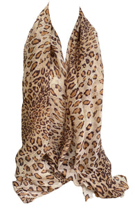 Women’s Cotton Scarf, Leopard Animal Theme Print Lightweight Summer Scarves Wrap Shawl Sarong for Ladies