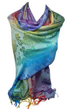 Load image into Gallery viewer, Floral Print Rainbow Colours Large Pashmina Feel Wrap / Scarf / Shawl / Head Scarves