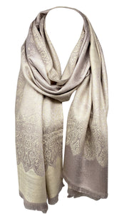 Pashmina Style Quality Two Sided Paisley Print Self Embossed Cashmere Feel Wrap / Stole / Scarves / Shawl