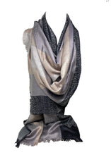 Load image into Gallery viewer, Pashmina Style Quality Two Sided Paisley Stripes Print Self Embossed Cashmere Feel Wrap / Stole / Scarves / Shawl