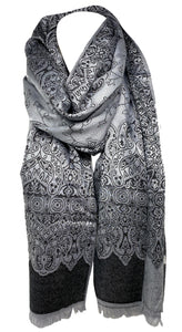 Pashmina Style Quality Two Sided Paisley Print Self Embossed Cashmere Feel Wrap / Stole / Scarves / Shawl