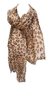 Women’s Cotton Scarf, Leopard Animal Theme Print Lightweight Summer Scarves Wrap Shawl Sarong for Ladies