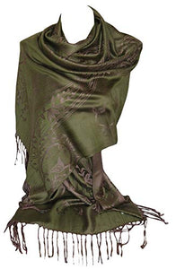 Reversible Scarf Two Sided Print Pashmina Feel Shawl Wrap with Intricate Floral Swirls Design Stole/Head Scarves