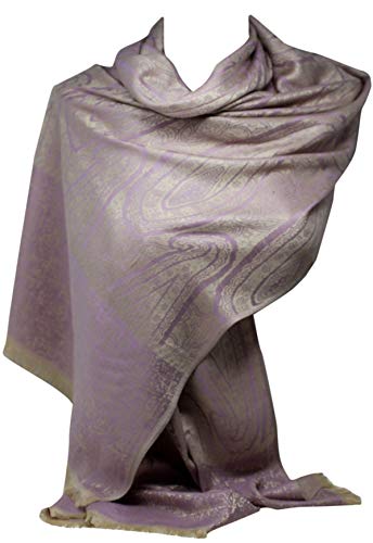 Two-Sided Reversible Fully Paisley Print Pashmina Feel Wrap Scarf Stole Shawl