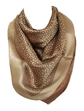 Load image into Gallery viewer, Silk Feel Self Embossed Leopard Print Square Bandana Neck Scarves Head Scarf