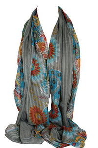 Self Embossed Floral Print Pashmina Feel Scarf / Stole / Sarong / Shawl / Head Scarves