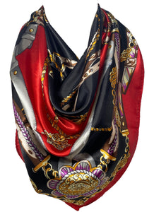 Women’s Silk Feel Square Hair Scarf Sleeping Headscarf, Multicolor Designer Print Bandana