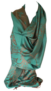 Reversible Scarf Two Sided Print Pashmina Feel Shawl Wrap with Intricate Floral Swirls Design Stole/Head Scarves