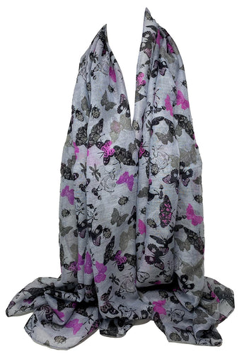 Cotton Feel Scarves with Butterfly Print Scarf Wrap Shawl Sarong