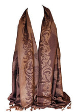 Load image into Gallery viewer, Floral Ethnic Border Pashmina Feel Peacock Feather Print Shawl Wrap / Scarf / Stole