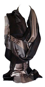Cashmere Feel Floral Bordered Pashmina Style Two Sided Reversible Wrap / Shawl / Scarves