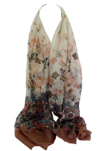 Load image into Gallery viewer, Floral Print Cotton Blend Plain Border Soft Large Maxi Wrap / Shawl / Stole / Scarf