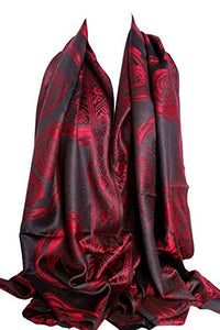 Luxury Reversible Two Sided Heart & Rose Print Pashmina Feel Wrap / Shawl / Scarf / Stole