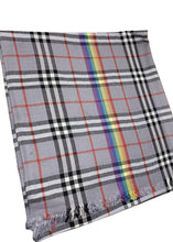 Load image into Gallery viewer, Pashmina Feel Tartan Print Check Scarf/Wrap | Large Shawl with Rainbow Stripe | Women’s Scarves