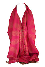 Load image into Gallery viewer, Floral Ethnic Border Pashmina Feel Peacock Feather Print Shawl Wrap / Scarf / Stole