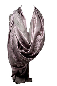 Ethnic Floral Print Two Sided Self Embossed Pashmina Feel Wrap / Scarf / Shawl
