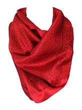 Load image into Gallery viewer, Ethnic Borders Self Embossed Floral Print Silk Feel Square Scarf Bandana / Head Scarves