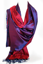 Load image into Gallery viewer, Two Sided Silk Feel Reversible Wrap Scarf / Shawl