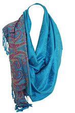 Load image into Gallery viewer, Self Embossed with Paisley Print Vivid Border Pashmina Feel Scarf / Shawl / Stole