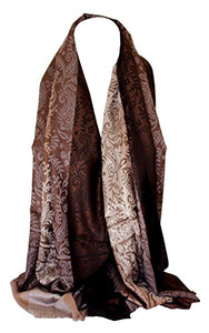 Embossed Reversible Two Sided Full Paisley Print with Background Stripes of Earth Colours Pashmina Feel Scarf / Shawl / Wrap / Stole / Head Scarves