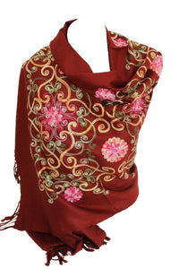 Embroidered Pashmina Style Womens Scarf / Shawl / Wrap