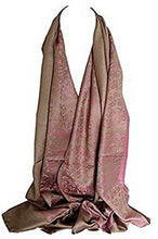 Load image into Gallery viewer, Two Sided Reversible Floral Print Self Embossed Pashmina Style Wrap Scarf / Shawl