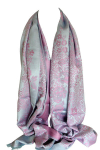 Floral Bordered Two Sided Reversible Pashmina Style Womens Scarf / Shawl / Wrap