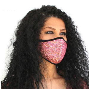Unisex Fashion Glitter Sequins Cotton Lined Stretchable Reusable Protection Breathable Mouth Nose Shield Anti Smoke Pollution Anti Dust Face Covering for Outdoor Festivals