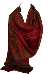 Two Sided Print Self Embossed Pashmina Style Wrap Scarf/Shawl