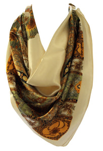 Floral Print Silk Satin Style Womens Scarf, Square Bandana Head Cover, Hair Tie Neck Scarf